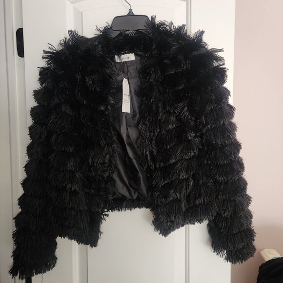 NWT - Anthropologie x Sadie & Sage Fringe Going Out Night Jacket-Black-Size XS - Picture 3 of 11